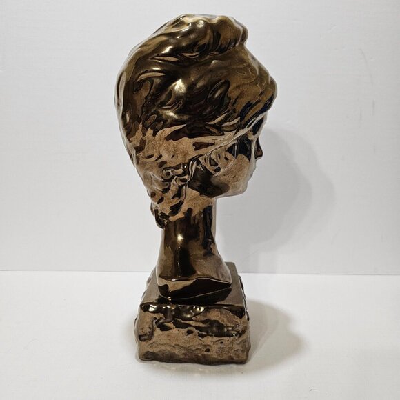 12" Bronze Glazed Ceramic Bust - Great Condition - Picture 4 of 5